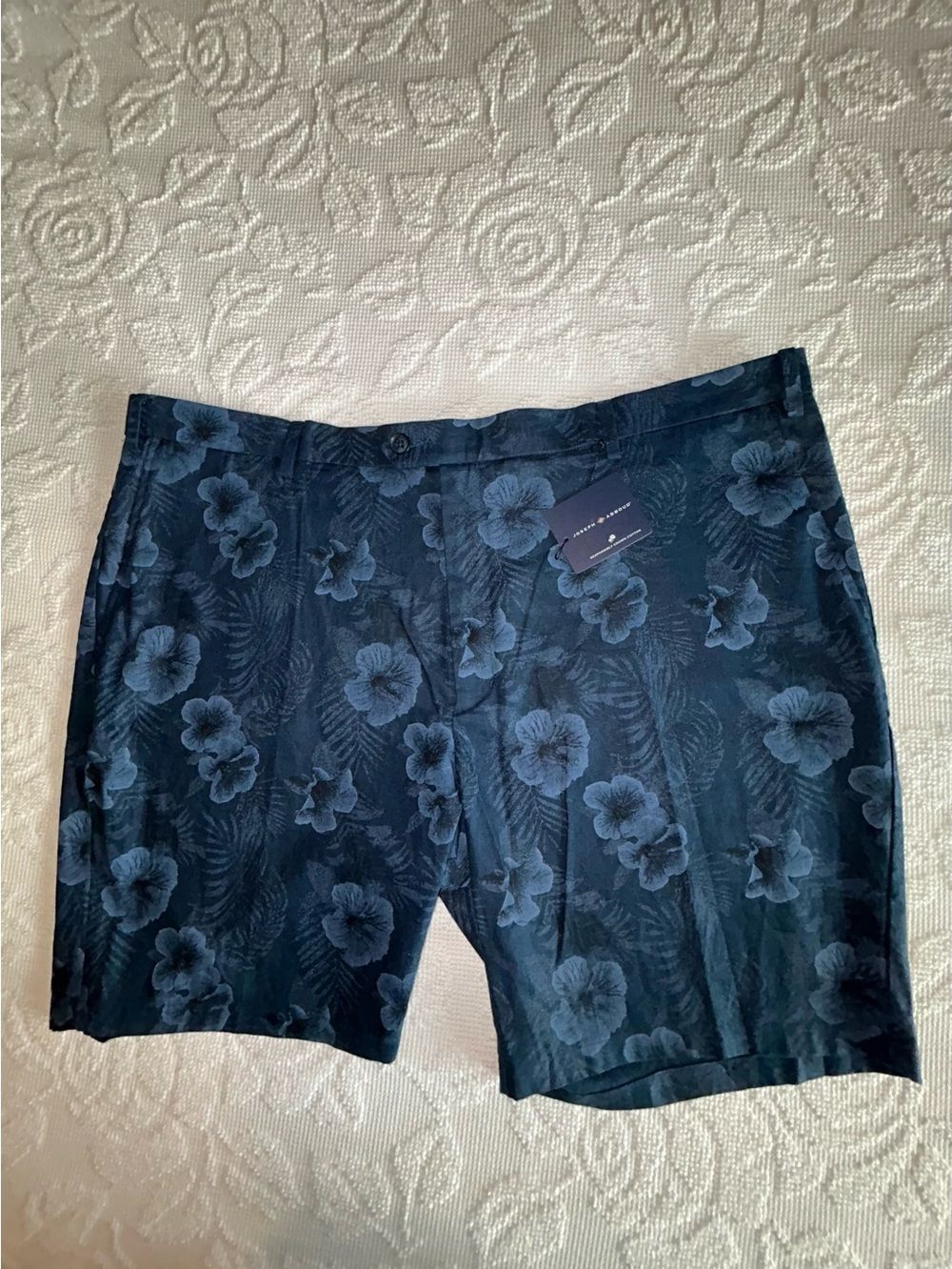 Joseph Abboud Men’s Linen Blend Shorts Size 46 Blue Tropical Floral Print NWT